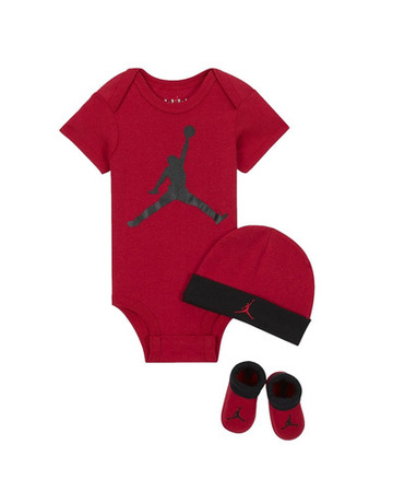 Jordan JHN Jumpman Infants Hat/ Bodysuit /Bootie Set 3pc (0-6M) "Gym Red"
