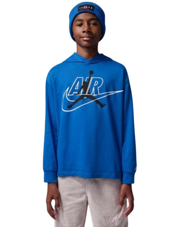 Camiseta Niño/Niña Manga Larga con Capucha Jordan Air Swoosh Jumpman "True Blue"