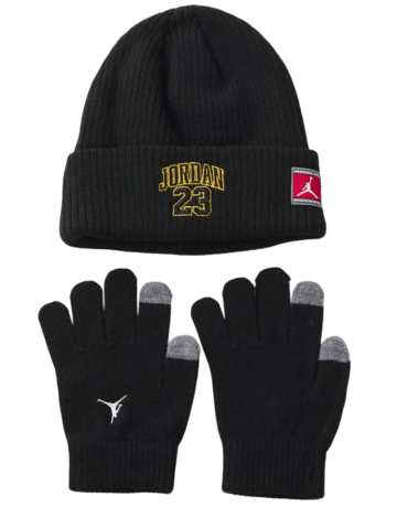 Conjunto Gorro + Guantes Táctiles Jordan Niño/Niña JDB 23 Jersey "Black-Gold"