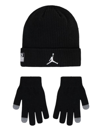 Conjunto Gorro + Guantes Táctiles Jordan Niño/Niña JDB 23 Jersey  "Black-Gym Red"