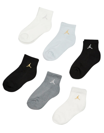 Jordan Kids JDB Everyday Essentials Ankle 6 PPack Socks "Multi-Metallic"