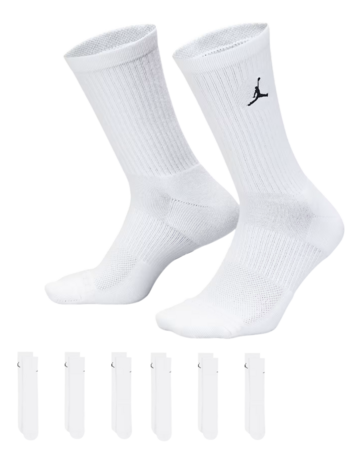Jordan Kids JDB Everyday Essentials Crew 6 PPack Socks "White"