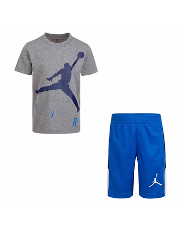 Conjunto Jordan Kids Jumping Air Tee + Short "Grey-Blue"