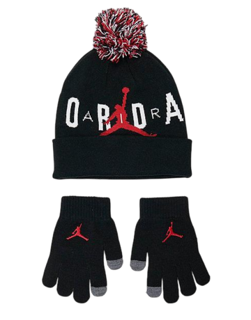 Set Gorro Pompon + Guantes Jordan Kids 2Piece "Black"