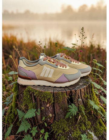 Zapatillas  Mujer Mustang Joggo "Beige Plity Azul"