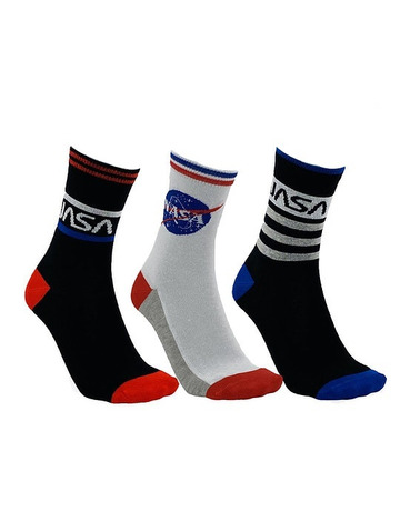 Nasa 3 Pair Pack Crew Socks "N24-Black-White"