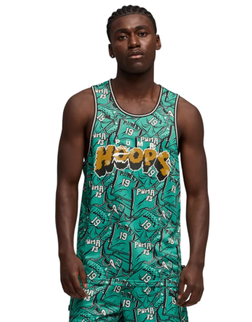 Camiseta de Baloncesto de Tirantes Puma Flagrant Foul  "Vibrant Green-AOP"