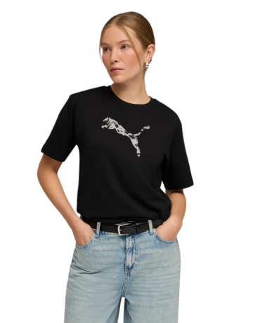 Camiseta Mujer Puma ESS GRAPHIC Animal Relaxed  "Black Print"