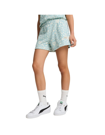 Puma FLAMING LOVE AOP High Waist Shorts TR G"Modern Mint"