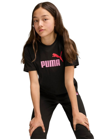 Puma Girls Logo Cropped Tee "Black"