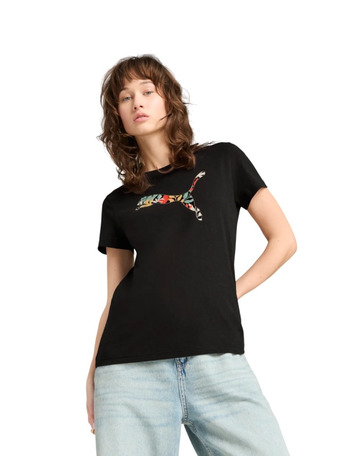 Puma GRAPHICS Floral Cat Logo Tee "Black"