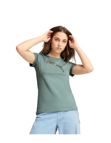 Puma GRAPHICS Floral Cat Logo Tee "Green Moon"