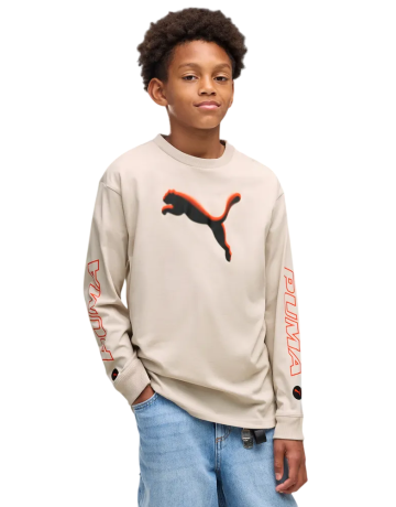 PUMA Camiseta de manga larga holgada de calle  "Silver Fog"