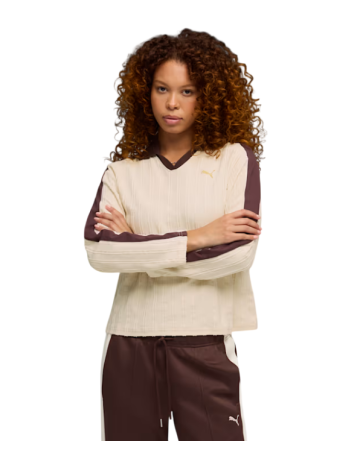 Polo Mujer Puma T7 Relaxed  " Alpine Snow-Chocolate Brown"