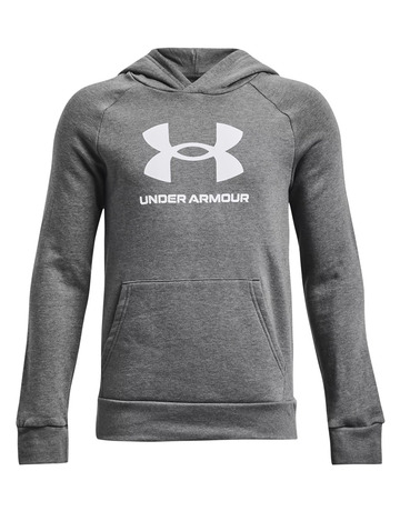 UA Boys' Rival Fleece Big Logo Hoodie "Castlerock Light Heather"