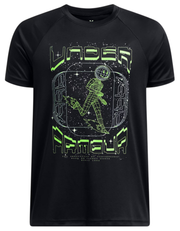 UA Boys' Tech™ Game Day Short Sleeve Tee "Black-Cyber Green"