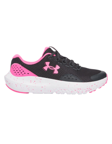 UA Girls' Grade School Surge 4 Running Shoes "Grey Pink"
