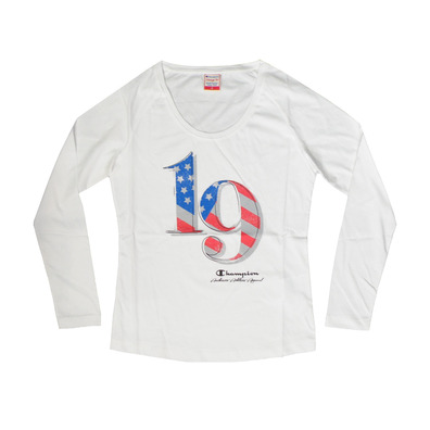 Champion Mujer Camiseta Athlentic American 1919 Custom Fit (blanco)