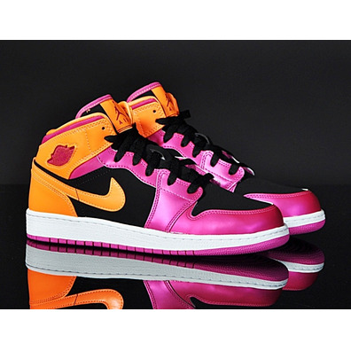 Air Jordan 1 Mid (GS) Niño (026/negro/rosa/citrus)