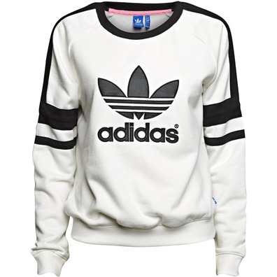 Adidas Original Sudadera Logo Crew Mujer (blanco/negro)