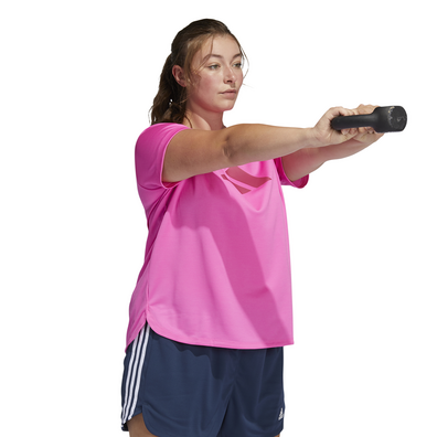 Adidas Training Bos Logo Tee Plus Size "Screaming Pink"