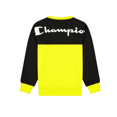 Champion Kids Legacy Script Logo Crewneck Sweatshirt "Yellow"