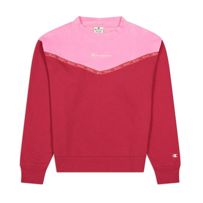 Champion Legacy Embroidered Logo Block Colour Velour Sweatshirt "Burgundy"