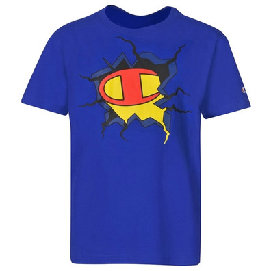 Champion Legacy Kids Graphic Crewneck T-Shirt "Blue"