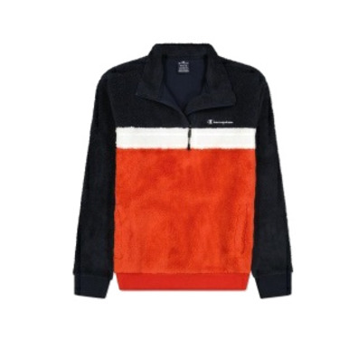 Champion Legacy Sherpa Graduated Panelled Half Z-Up Fleece Sweatshirt "Orange-Navy"