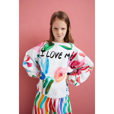 Desigual Girls "I Love Me" Floral Sweatshirt
