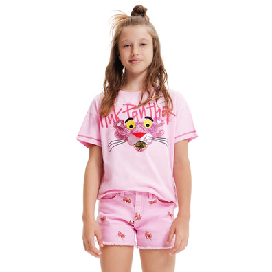 Desigual Girls Pink Panther Sequin T-Shirt