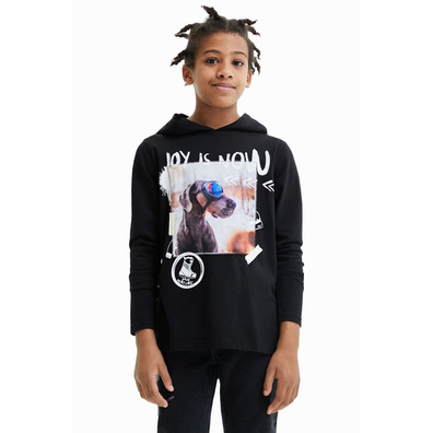 Desigual Junior Hooded T-shirt with Dog Print