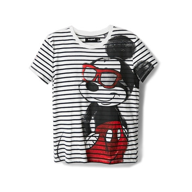 Desigual Striped Mickey Mouse T-Shirt