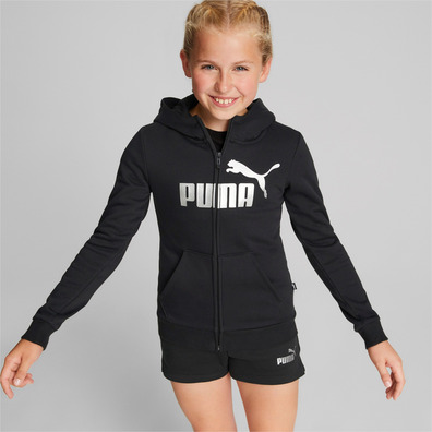 Puma Girls ESS+ Logo Full-Zip Hoodie FL