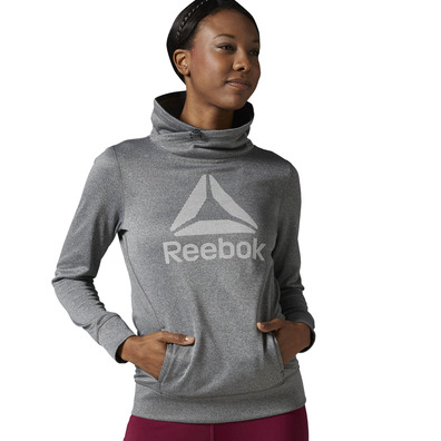 Reebok W Workout Ready Pullover Hoodie (dark grey heather/rebel berry)