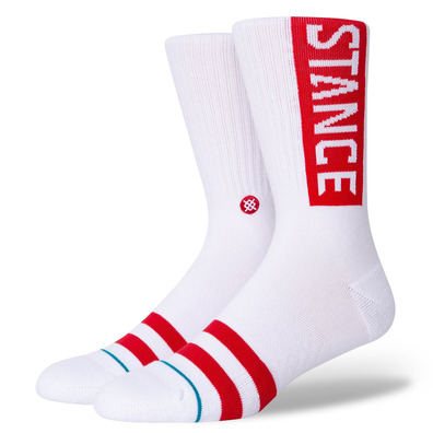 Stance OG Crew Socks "White-Red"