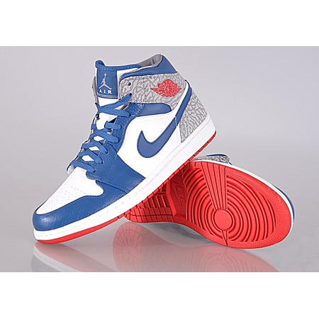 Air Jordan 1 Mid "True Blue" (107/blanco/azul/gris/rojo)