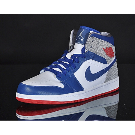 Air Jordan 1 Mid "True Blue" (107/blanco/azul/gris/rojo)