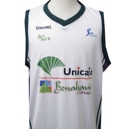 Camiseta Unicaja Málaga ACB 2ª Equipación 2014/15 (blanco/verde/morado)