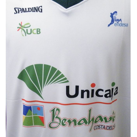 Camiseta Unicaja Málaga ACB 2ª Equipación 2014/15 (blanco/verde/morado)