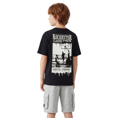 Camiseta Champion Niño con Estampado Puff "Black"