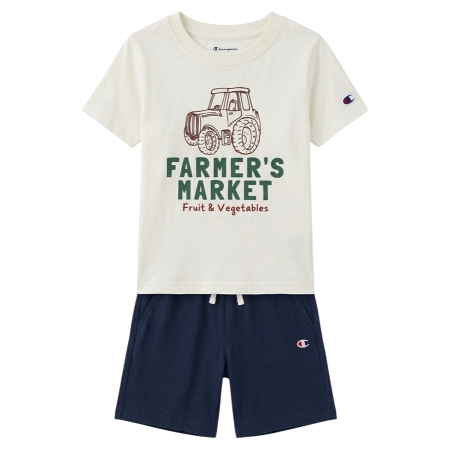 Conjunto Niño Camiseta + Short Champion Graphic "Cream and Navy"