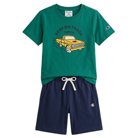 Conjunto Niño Camiseta + Short Champion Graphic "Green and Navy"