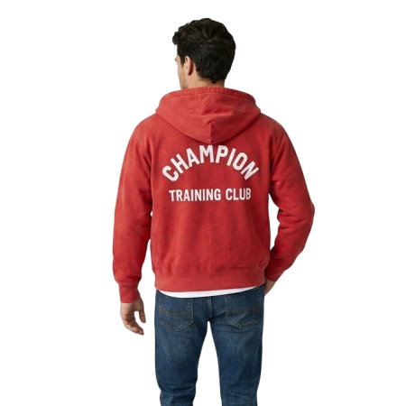 Sudadera Champion Trainning Club con Capucha y Cremallera Completa "Washed Red"