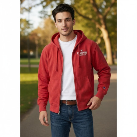 Sudadera Champion Trainning Club con Capucha y Cremallera Completa "Washed Red"