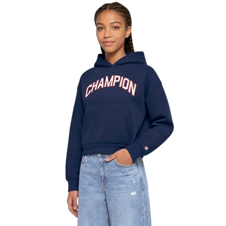 Sudadera corta con Capucha Niña Champion Graphic Logo Main Street Fleece "Navy"