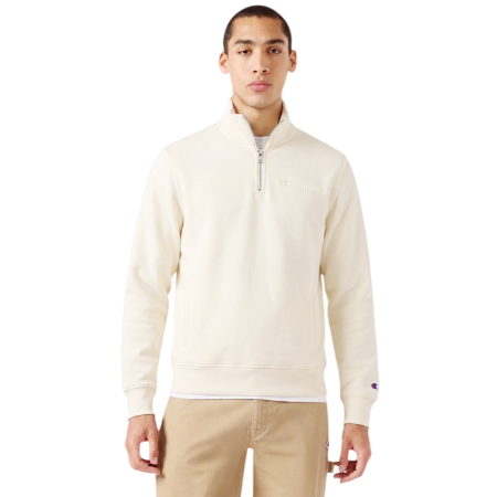 Sudadera Champion Icons con Media Cremallera Small Embroidered Logo "Cream"