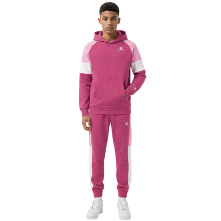 Sudadera Niño/Niña Champion Kids Colour Block Embroidery Logo "Silken Raspberry-Pink"