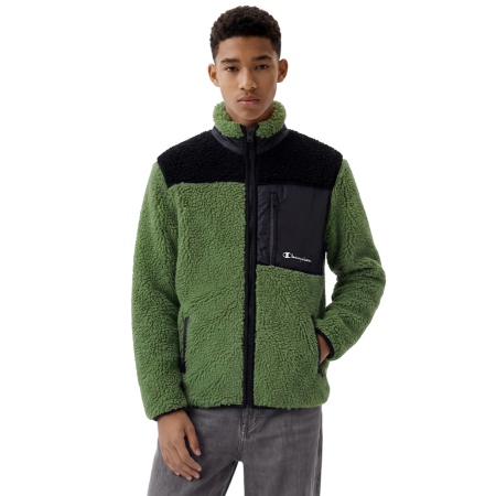 Chaqueta Polar Champion Teddy Niño/Niña con Cremallera Completa "Military Green-Black"