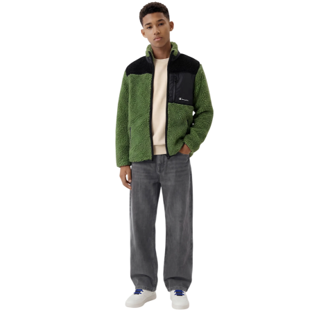 Chaqueta Polar Champion Teddy Niño/Niña con Cremallera Completa "Military Green-Black"